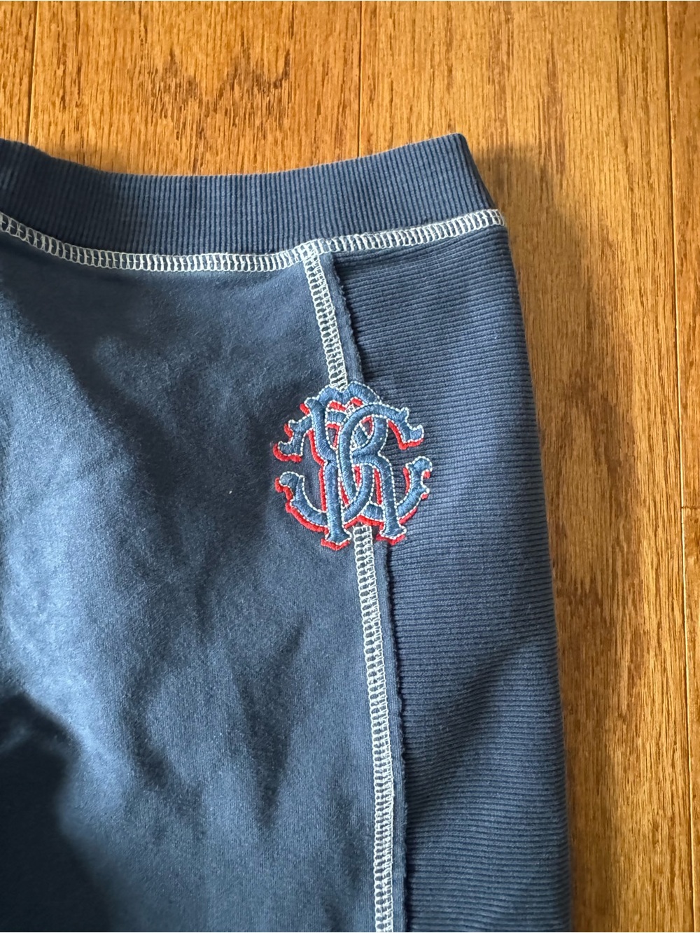 Roberto Cavalli Navy Blue Jogger Sweatpants with Contrast Piping